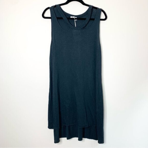 LNA Aura Dress Mini T-shirt Cut Out Hi Low Asymmetric Hem Cotton Grey Size XS/S - Picture 3 of 14